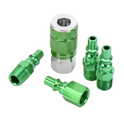 Colorconnex Coupler & Plug Kit, Aro Type B, 1/4" Npt, Green, 5-Piece - A71456B #TOP9