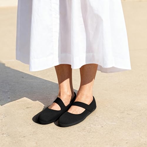 DREAM PAIRS Ballerinas Damen Barfuß Strickweite Zehenbox Fußgewölbe Unterstützung Flache Schuhe für Damen Elegante Freizeit Büro Geschäft Arbeit Reisen Gehen,Size 38,Schwarz,SDFA26004W