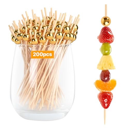 200PCS Appetizer Skewers,Cocktail Pick for Drink,Decorative Toothpick Stick