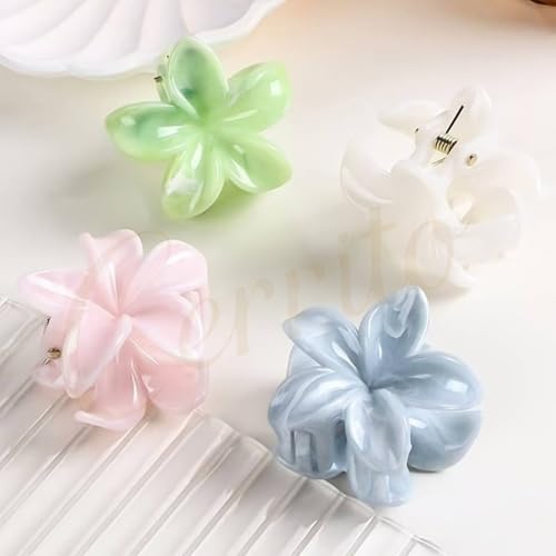 Image of Cerrito 6 Pcs Small Flower Hair Claw Clips for Women & Girls - Colorful Durable Nonslip Clamps with Strong Hold for Thick & Thin Hair, Neutral Mini Hair Accessories for Everyday Styling (Multicolor)