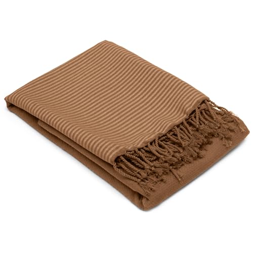 Linnea Drap de Plage NID d'abeille 100x200 cm Coton 230 g/m² Marron Cognac