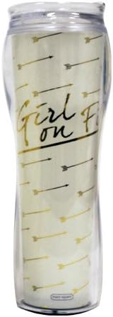 Scripture Art Tumbler Gold Foil Arrow Design "Girl on Fire"