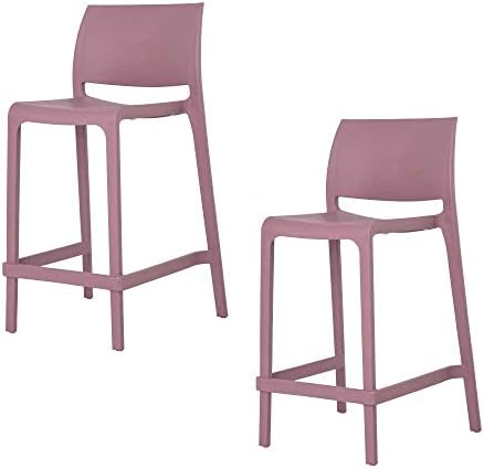 Lagoon Sensilla Purple Stackable Resin Counter Stool - 2Pcs/Set