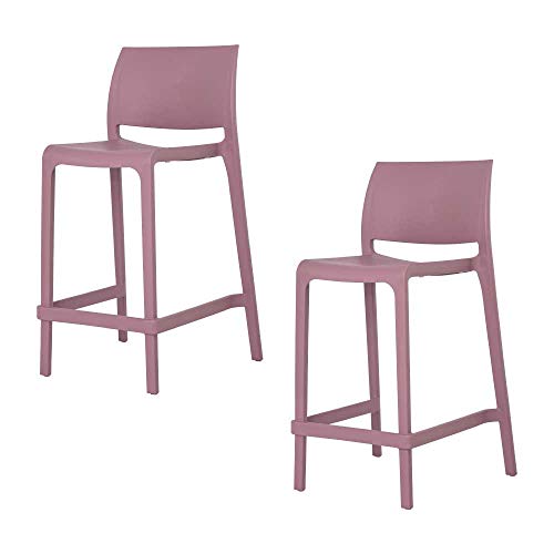 Lagoon Sensilla Purple Stackable Resin Counter Stool - 2Pcs/Set #TOP8