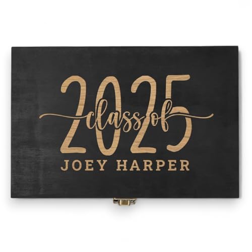Personalized Graduation Keepsake Box 2025 Custom Engraved Wooden Memory Box High School College Graduates Cap and Gown Storage Boxes - Graduation Gifts for Him Her