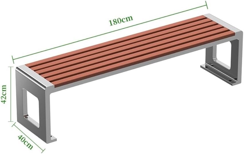 Outdoor Bench, Stainless Steel Outdoor Bench - 2-Person Park & Patio Seating with Composite Wood Slats Patio Bench(180cm)