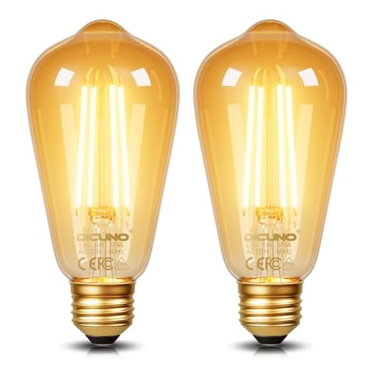 DiCUNO E26 Edison Bulbs 60W, 2200K Amber Warm, 6W LED Edison Bulb ST64, Amber Glass, Vintage LED Light for Home, 600LM, Non-Dimmable, CRI 80, Pack of 2