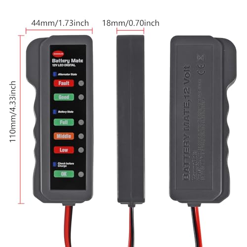 UMLIFE 2PACK 12V Car Battery Tester and Alternator Tester,Test Battery Condition & Alternator Charging, LED Indication 12 Volt Auto Check for Automobile