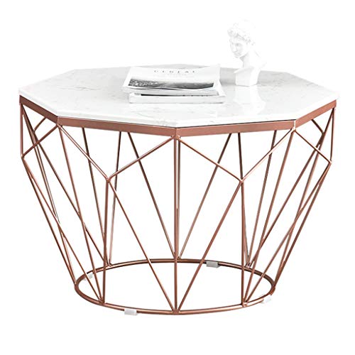 LIYIN-Wall Clock Mesa de Centro, sofá de Sala de Estar, Mesa Auxiliar, Tablero de mármol y Marco de Metal Resistente, Mesa de Almacenamiento pequeña, Mesa Auxiliar para Sala de Estar, Oficina Cover