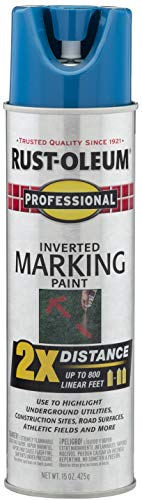 Image of Rust-Oleum 266575 Professional 2X Distance Inverted Marking Spray Paint, 15 oz, Caution Blue