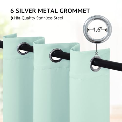 Image of COSVIYA Grommet Room Darkening Aqua Curtains 63 inch Length for Bedroom | Light Blocking Insulated Thermal Curtains for Living Room, Blackout Thick Polyester Window Drapes,38x63 inches, 2 Panels