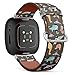 CJBROES Replacement Leather Watch Band, Compatible with Fitbit Versa 3 and Fitbit Sense of Wristband Bracelet Accessory - Origami Paper