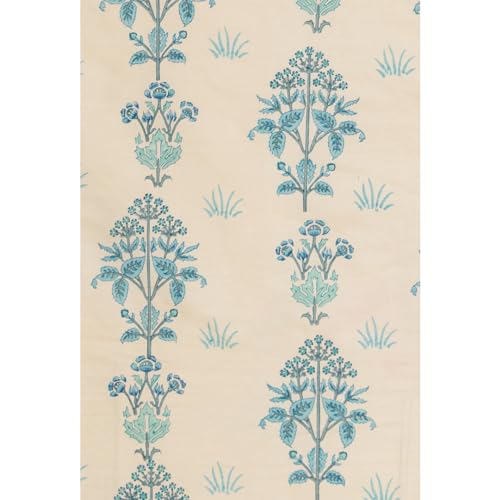 Image of Shaadab Premium Hand Block Printed Bedsheet | Bed Sheet Flatsheet | Pure Cotton | Double Bed King Size 108 inchx108 inch | 300 TC Bedsheets | Includes 2 Pillow Covers | Flower Spread