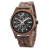 BOBO BIRD Orologio da polso da uomo, in legno, con cronografo, al quarzo, multifunzione, realizzato a mano, leggero ed elegante, ideale per il lavoro e il tempo libero, ottima idea regalo, Nero e
