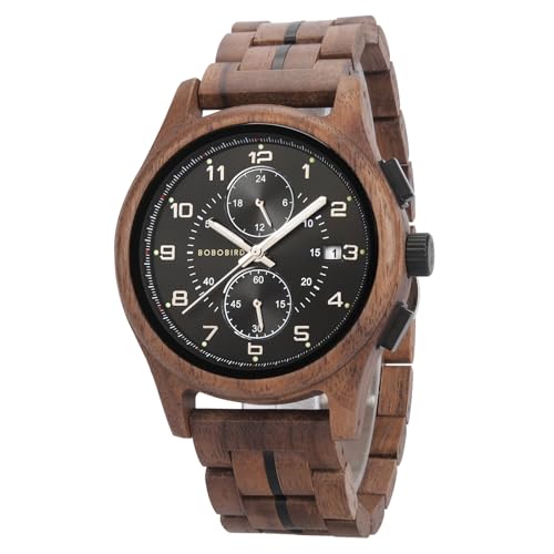 Montre chronographe en bois fait main style élégant pour homme