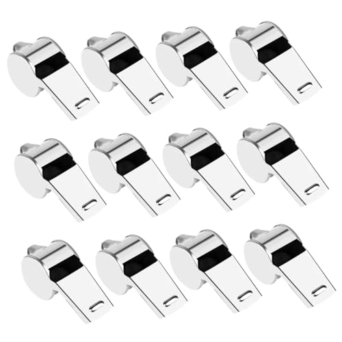 12 silbatos deportivos de acero inoxidable con cordón miniatura 1