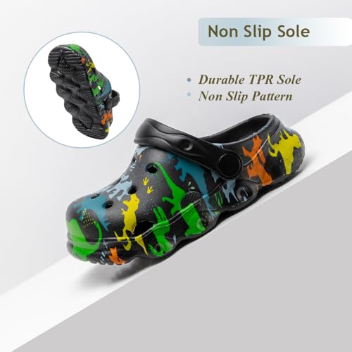 Image of Kids Clogs Boys Girls Toddler Dinosaur Slip on Slide Garden Shoes Cartoon Beach Pool Kids Clog Sandals Slippers Water Clogs