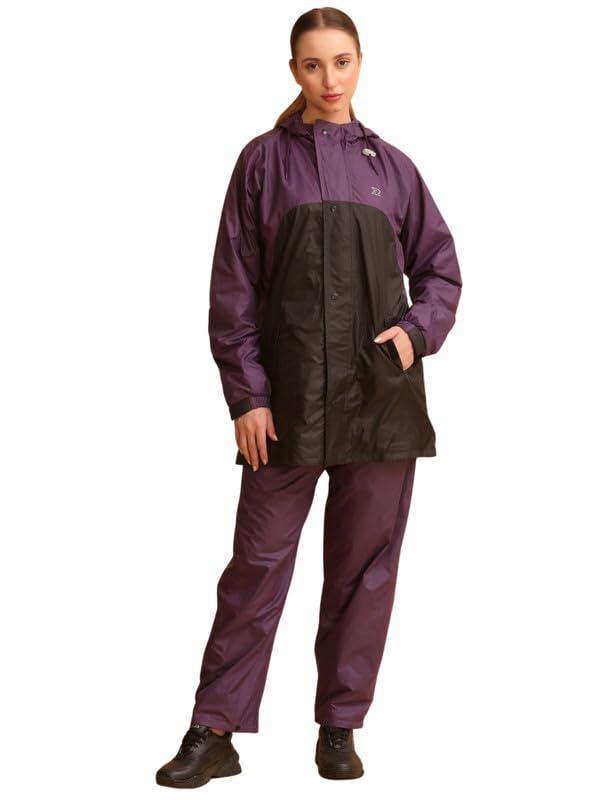 Evershine Women's Reversible Long Waterproof Raincoat Jacket with Hood, Pant And Carrying Pouch For Ladies (NR 212-P)-image-39