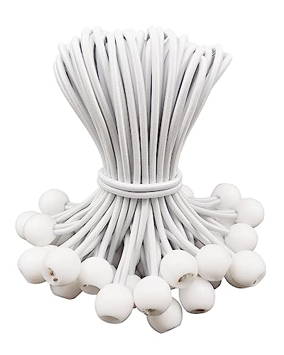 Tarpaulin Bungee Balls 6 Inch, 50 Piece Bungee Cord with Balls, Small Bungee Cords Heavy Duty, Elastic Bungee Straps Short