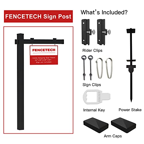 FENCETECH Vinyl PVC Real Estate Sign Post 6' Tall, Realtor Yard Sign Post, 47" Arm Holds Up to 36" Sign - Black (No Sign) by FENCETECH - Image 5