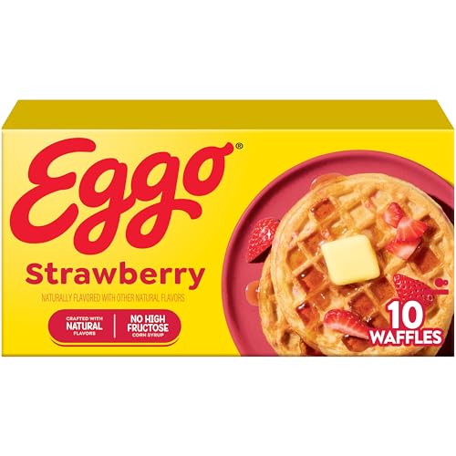 Eggo Strawberry Waffles, Breakfast Food, Natural Flavors, 10 Waffles (Frozen)