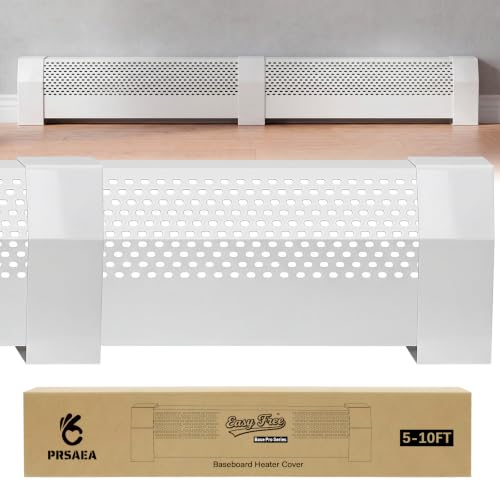 PRSAEA Retractable Baseboard Heater Cover 5FT-10FT, Galvanized Steel Hydronic Radiator