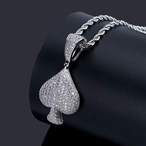 JAJAFOOK Iced Out Club/Diamond/Heart/Spade Lucky Playing Cards Simulated Lab Diamonds Pendant Necklace2