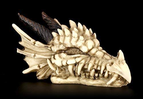 Dragon Tête de Mort Figurine Dragon avec Cornes Gothique Déco Squelette Cover