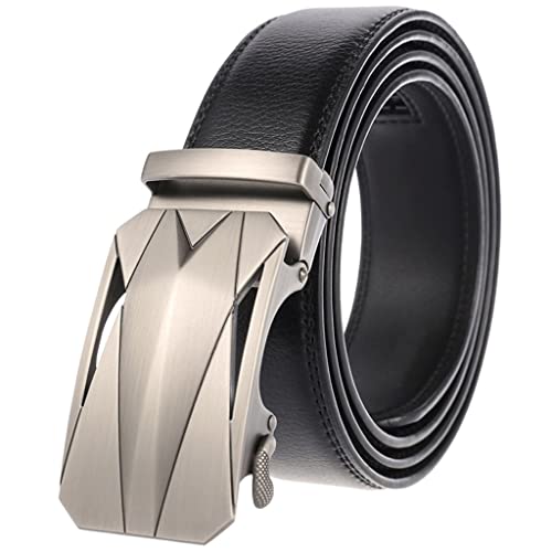 Belt Plus Size Silver Automatic Buckle Men's Belts Business Trouser Jeans(D,110cm)