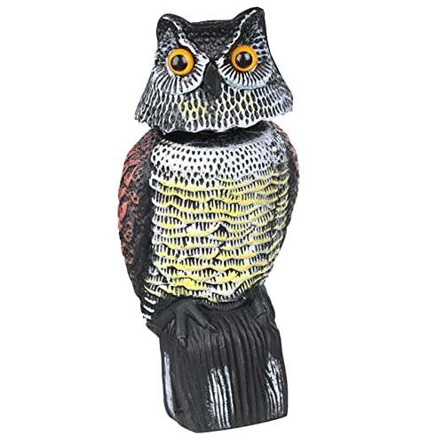 LOVIVER Large Owl Decoy With Rotating Head Bird/Pigeon/Seagull/Crow Scarers Plastic Bird Deterrent for Garden