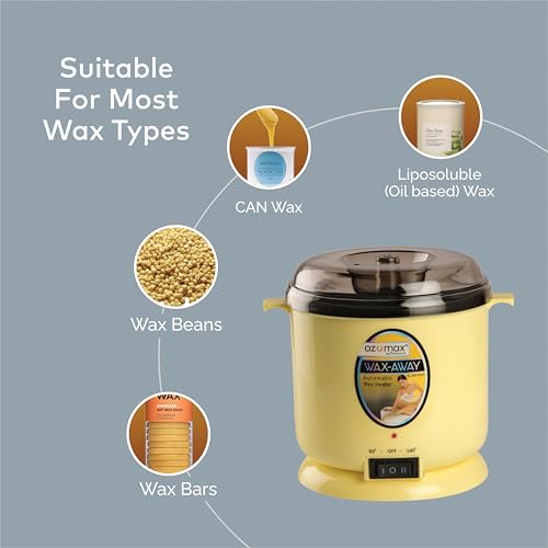 Image of Ozomax Away Wax Heater, Professional-Grade Wax Warmer with Non-Stick Plates for Easy Wax Removal, Hair Removal, Waxing, Fast Heating, Autocut Off, Safe, Durable, Salon, Spa, and Home Use