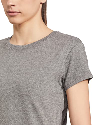 Image of Enamor Short Sleeve Crew Neck Regular Length Basic Crew T-Shirt for Women - Slim Fit, Soft and Breathable Stretch Cotton - E047
