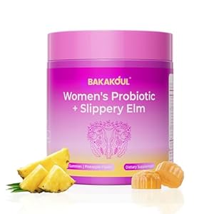 Feminine Probiotics Gummies for Women, Vaginal Probiotics with Slippery Elm,Prebiotics & Probiotics Supports pH Balance,Immune Health, Vegan, Non-GMO, Pineapple Flavor,60 Gummies 1 Pack