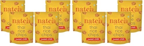 Image of Natch Thai Sticky Rice Chips, Healthy Snacks for Adults & Kids 100% Natural, Vegan & Gluten Free, Low Calorie Crackers Crisps, 25g each (Pack of 8), Sweet Chilli