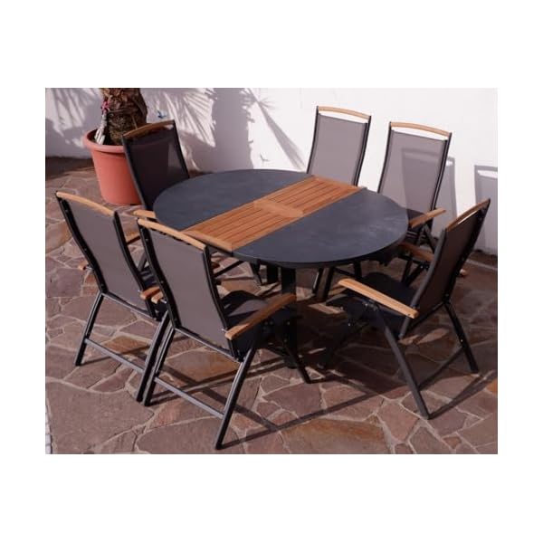 ALEOS Trinidad Gartengarnitur Aluminium Teak Anthrazit