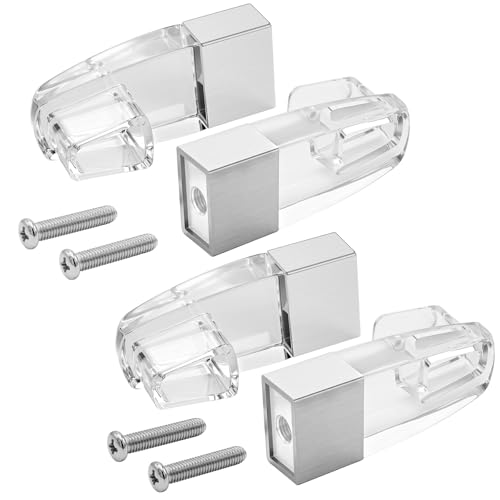 Image of Clear Acrylic Shower Door Towel Bar Brackets with Bright Chrome Sleeve