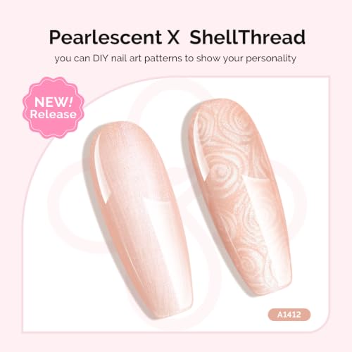 Image of MelodySusie Nude Pearl Gel Nail Polish,0.5fl oz Soak Off UV LED Drawing Shimmer Gel Polish Soak Off Swirl Shell Thread Effect Gifts for Women Nail Art Manicure Salon DIY Nail Design-A1412