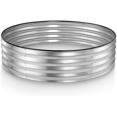 Round Galvanized Raised Garden Bed // 4×4×1 ft Galvanized Raised Garden Beds Outdoor for Gardening, Vegetables, Flowers // Tool-Free Assembly Patent Pending Round Planter (Silver) Cover