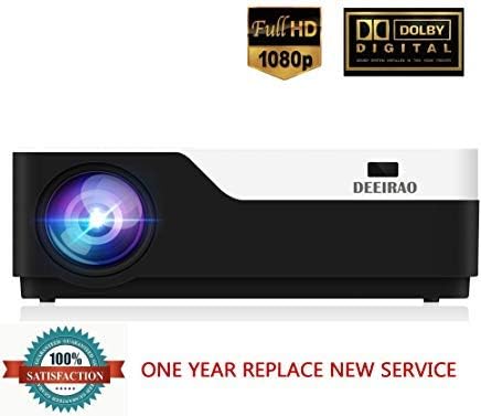 Native 1080P Video Projector, Portable Home Theater Projector 5000Lumens Max 300" LED Light Dual HDMI 1920x1080 Dolby Sound Compatible with Fire TV Stick/Xbox360/Bluray Player (White+Black)