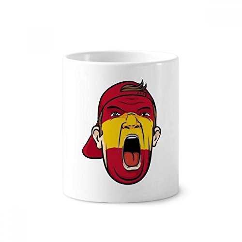 Masque et maquillage drapeau espagnol célébrés sur un grand mug blanc