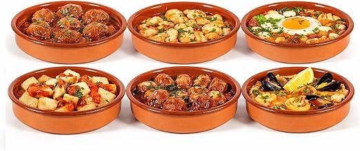 Cazuelas de Barro Tradicionales, Terracota Natural, 12 cm, Pack de 6 Unidades