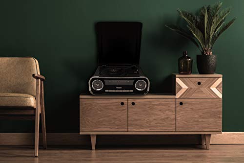 41VBn5pydlL Lauson 01TT16 Platine Vinyle Vintage Design Car Collection Haut-Parleurs Intégrés | Tourne Disque Vinile Bluetooth | Radio FM | USB AUX | Lecteur Vinyle 3 Vitesses 33, 45, 78 RPM (Noir)