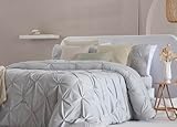 Fundeco - Edredón Cama 135 - Diseño Liso Minimalista - 235x270 cm - Color Perla - Acolchado 300g/m² - Incluye 2 Fundas de Cojín Decorativo (Miranda Perla)