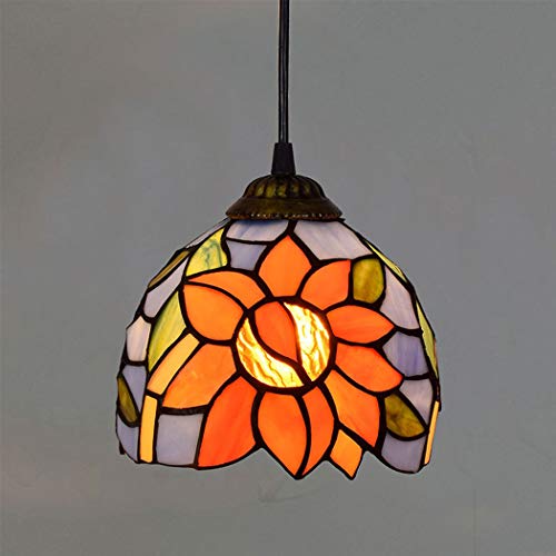 Suspension rétro Tiffany tournesol pour une véranda lumineuse