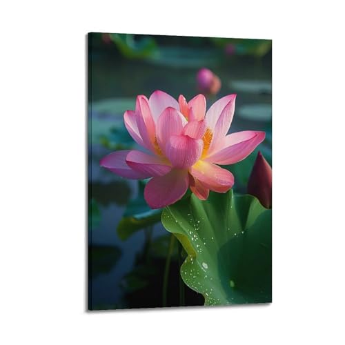 Toile fleur de lotus et vagues bleues pour créer une ambiance zen dans votre chambre