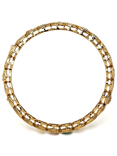 Image of Karatcart Gold Plated Set of 4 Drop Shape Multicolor Stone Studded Bangles for Women