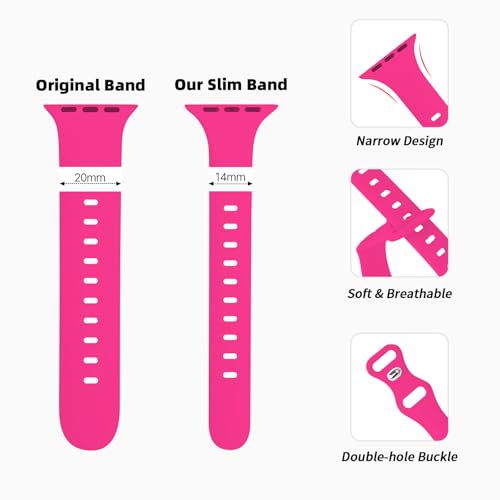 Image of Thin Silicone Band Compatible with Apple Watch 41mm 38mm 40mm 46mm 45mm 42mm 44mm, Slim Narrow Replacement Sport Strap Wristband for iWatch Series 11 10 9 8 7 6 5 4 SE Ultra 3 2 1 Women Men