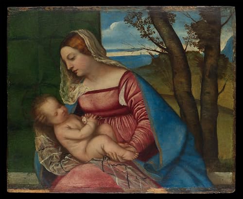 Peinture sur Toile Dame à l'Enfant du Titien pour Décoration Salon Cosy