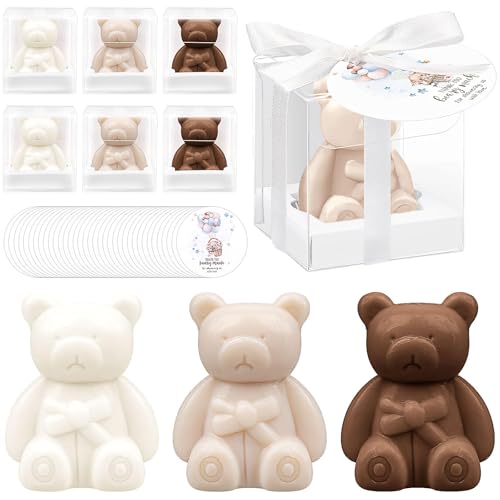 Lot de 36 Savons Ourson Cadeaux pour Baby Shower avec Étiquettes et Boîtes Cadeau, Savons Parfumés Miniature Invités, Cadeau Naissance Baptême Fille Garçon Déco Fête Mariage