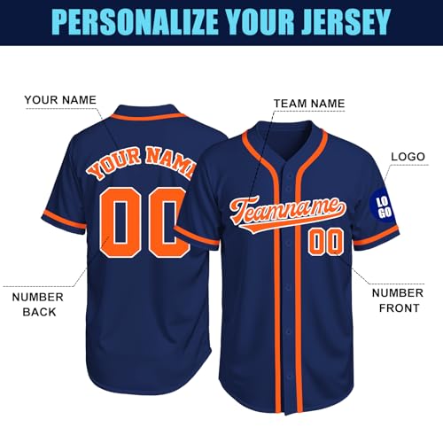 Image of Custom Baseball Jersey Personalized Stitched or Printed Name Number Baseball Shirt Sports Uniform Gifts for Men Women Youth
